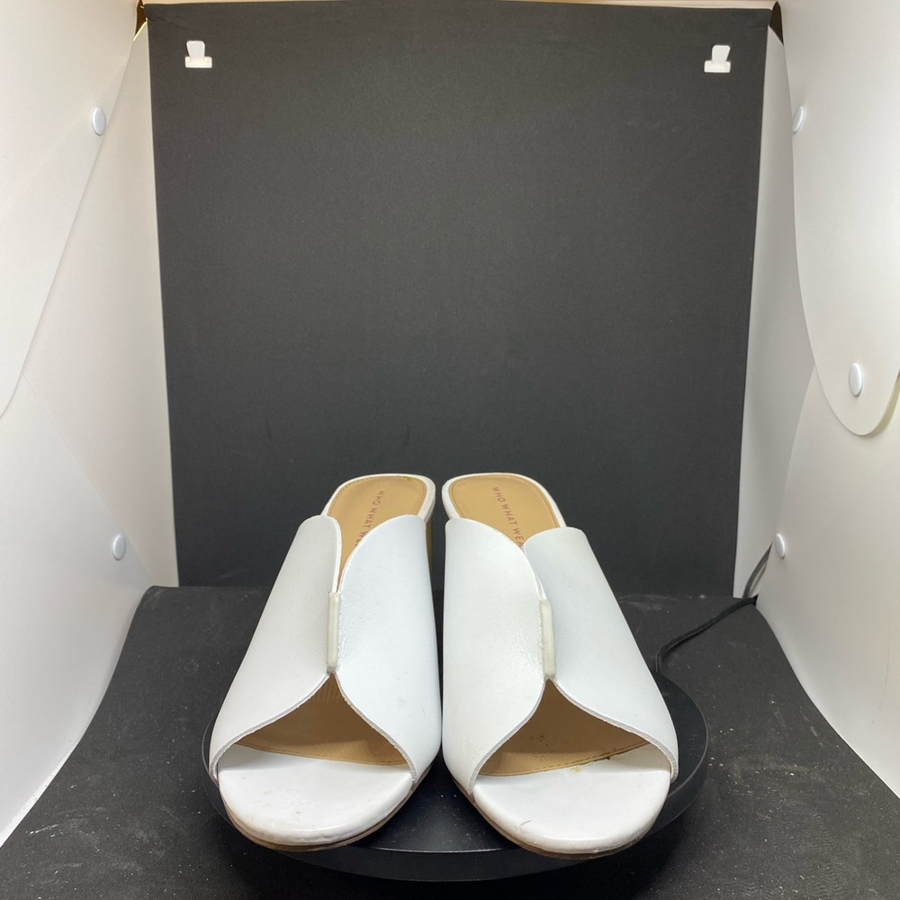 Women's Who What Wear Allegra White Mules EUC Size 10